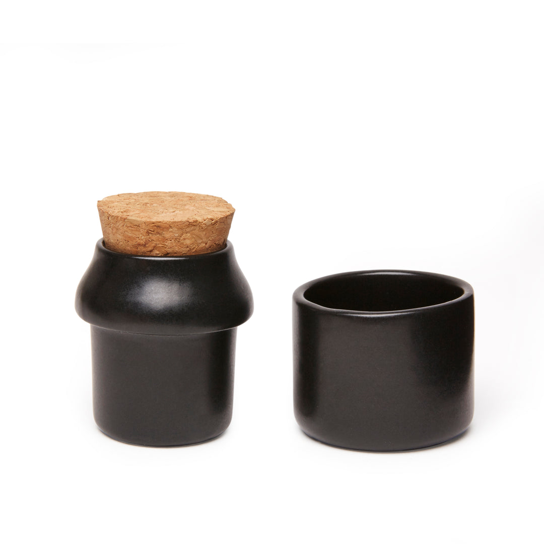 Ceramic Grinder + Jar Small Black Kikkerland Design Inc