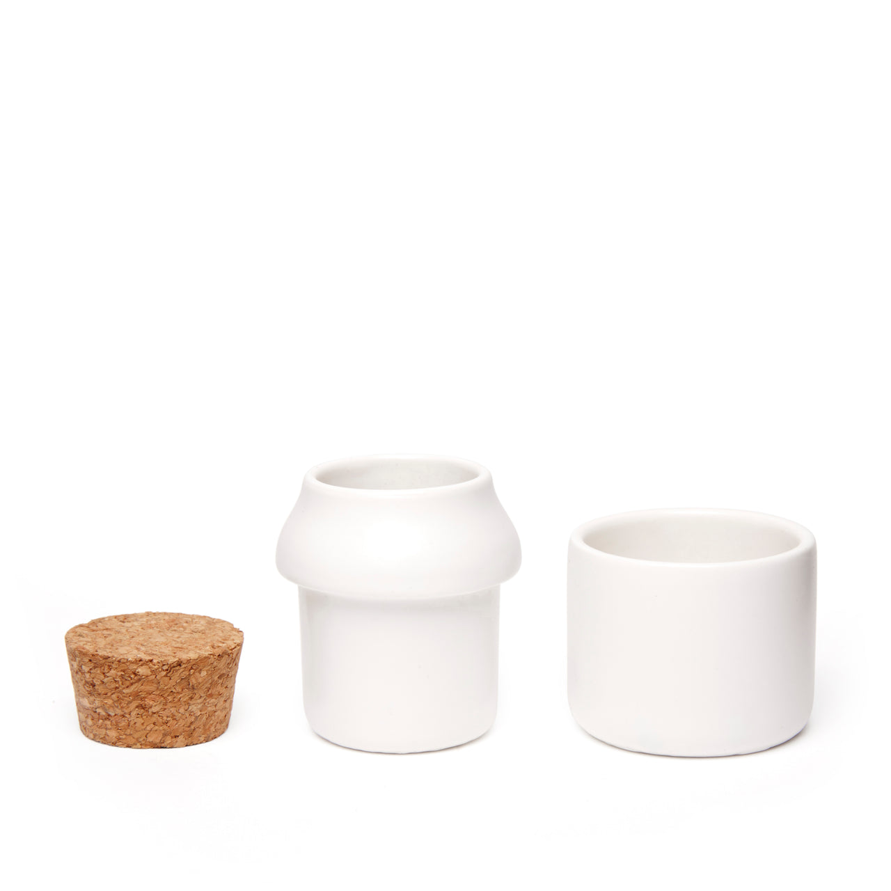 Ceramic Grinder + Jar Small White Kikkerland Design Inc
