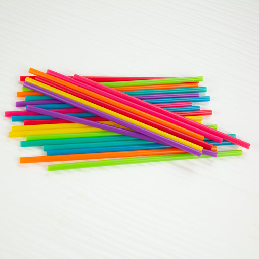 8" Bright Multi Color Plastic Straws S/24