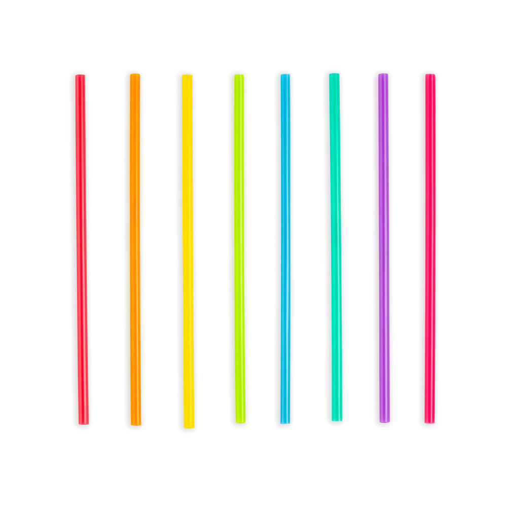 8" Bright Multi Color Plastic Straws S/24