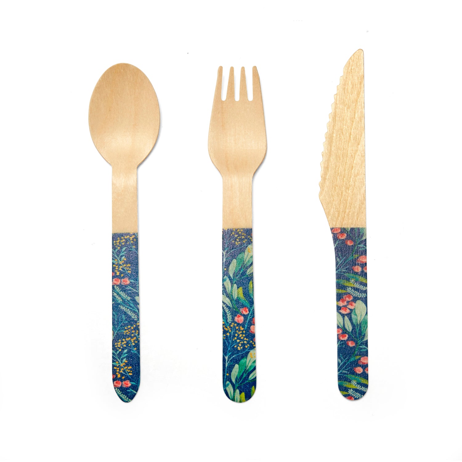 Floral Wooden Cutlery