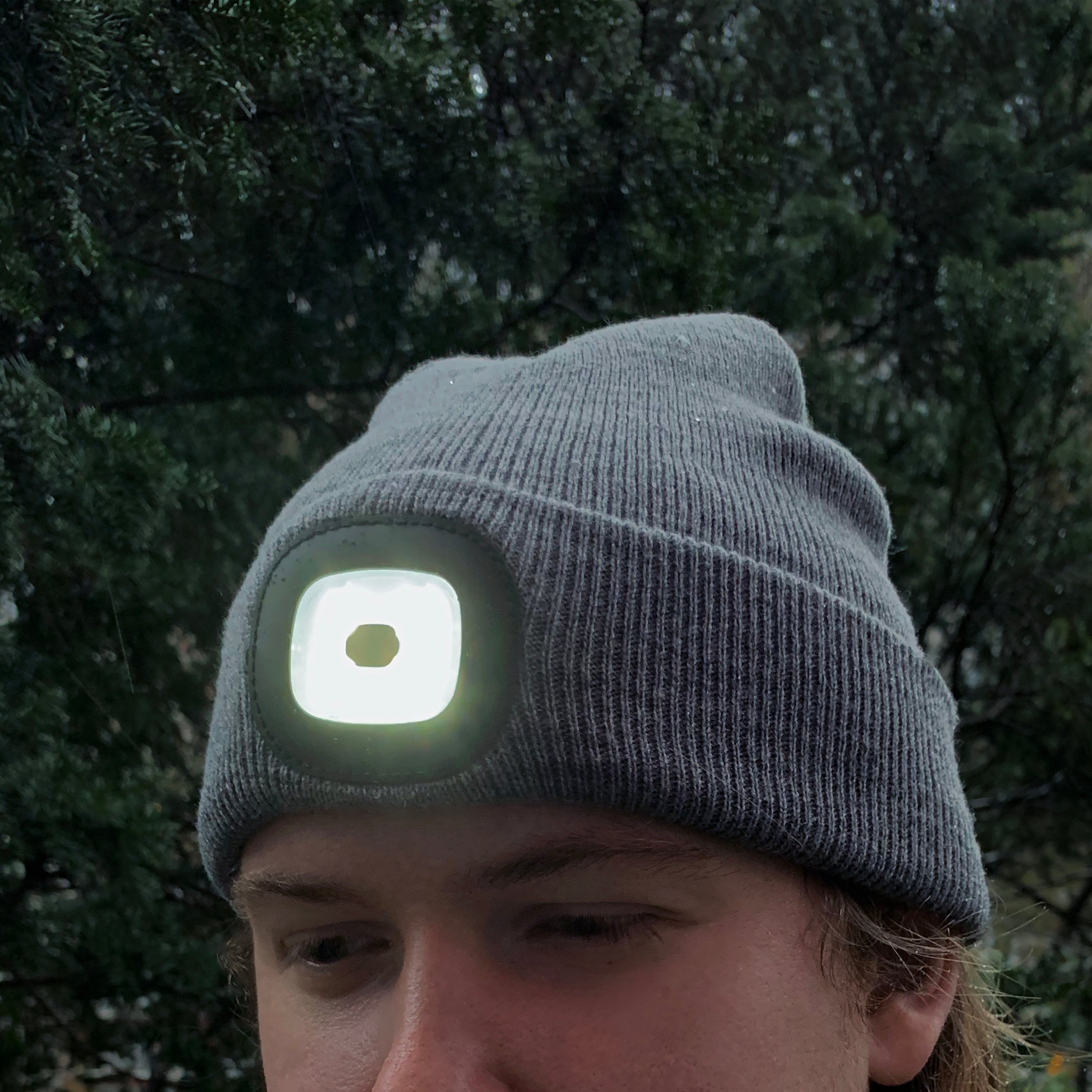 Bright LED Light Up Grey Beanie Hat Kikkerland Design Inc