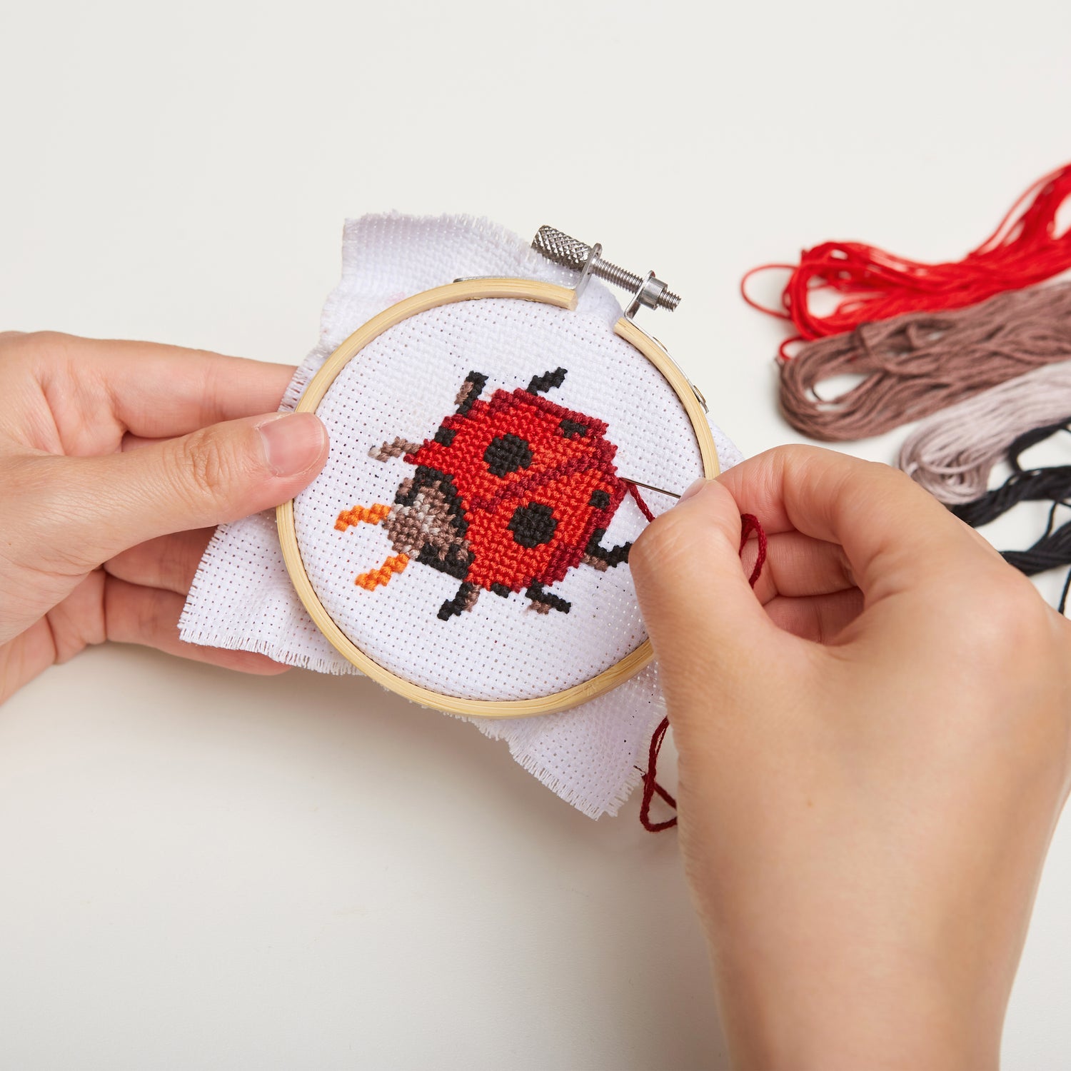 Mini Cross Stitch Embroidery Kit from Kikkerland Mushroom
