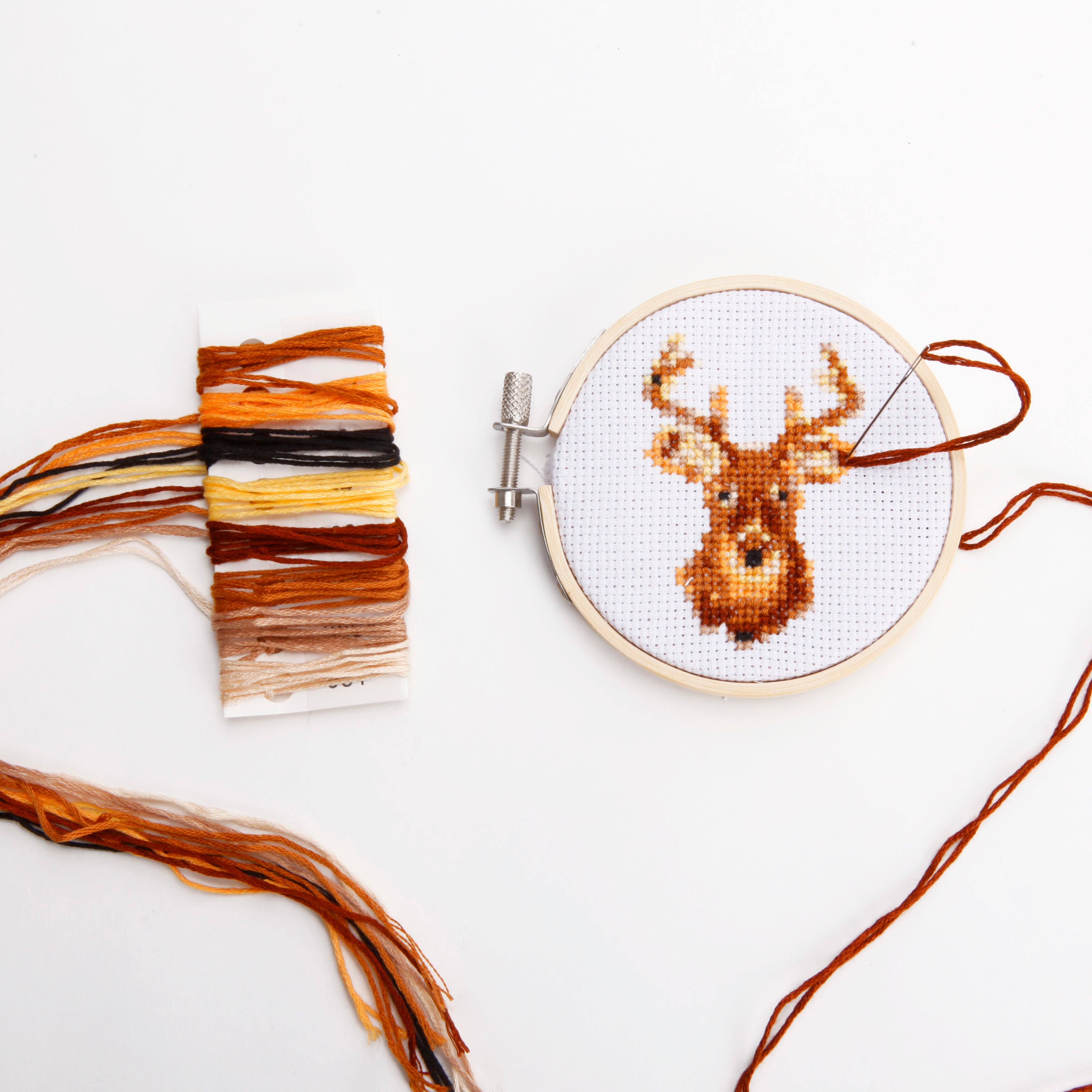 Modern cross stitch kit with orders deer embroidery pattern, Cross stitch sampler DIY kit, Hand embroidery design, Needlework set