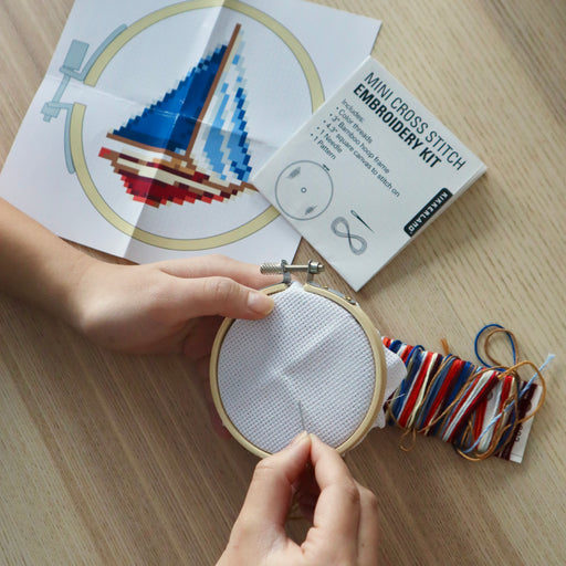 DIY Mini Cross Stitch Embroidery Activity Kit, Sailboat Pattern
