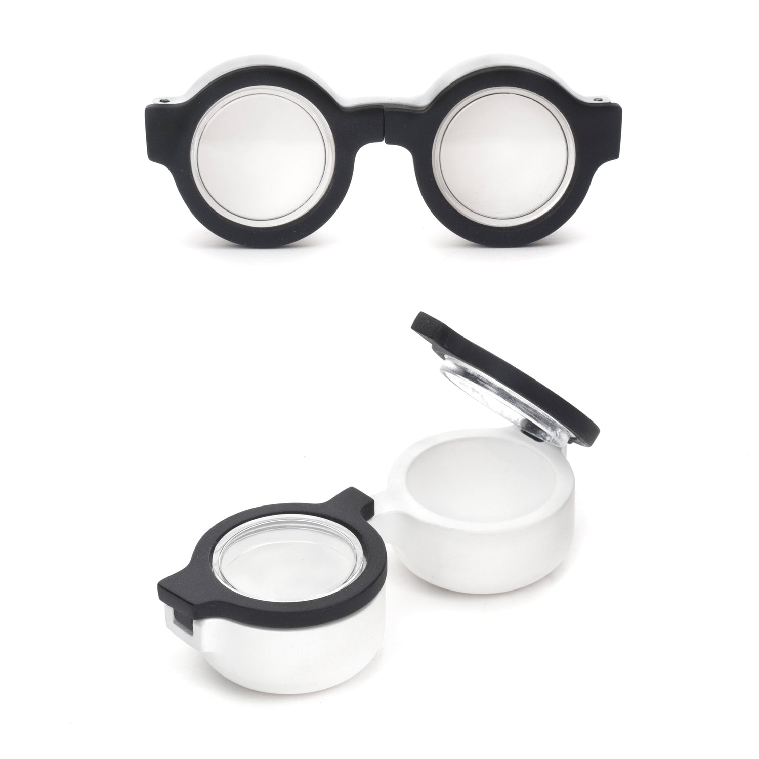 Étui à lentilles de contact pour lunettes rondes