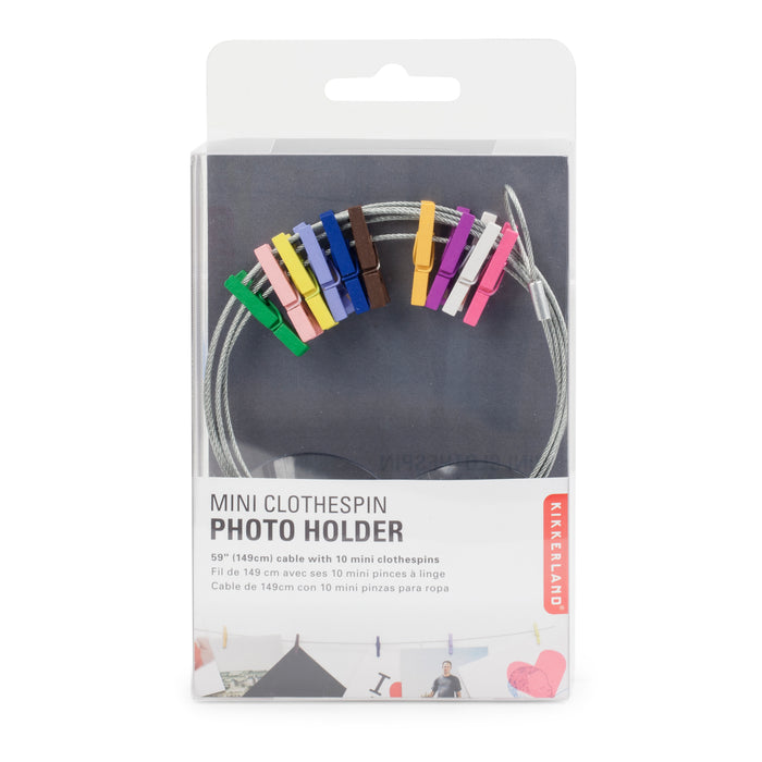 Photo Holder Wire With 10 Multicolor Mini Clothespins — Kikkerland Design  Inc
