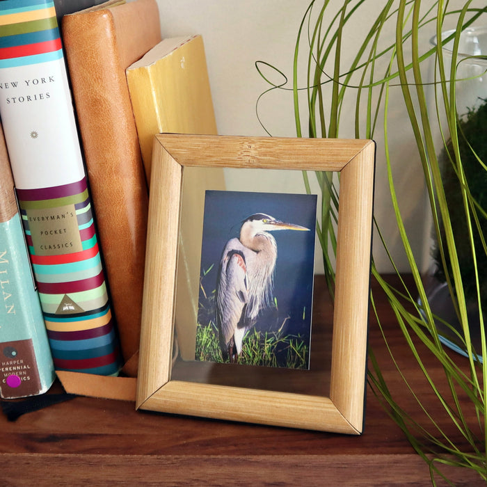 Small Floating Bamboo Frame, Hanging or Standing for 5x7 Photos
