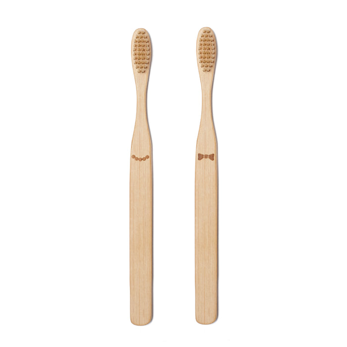 His & Her Bamboo Toothbrush Set