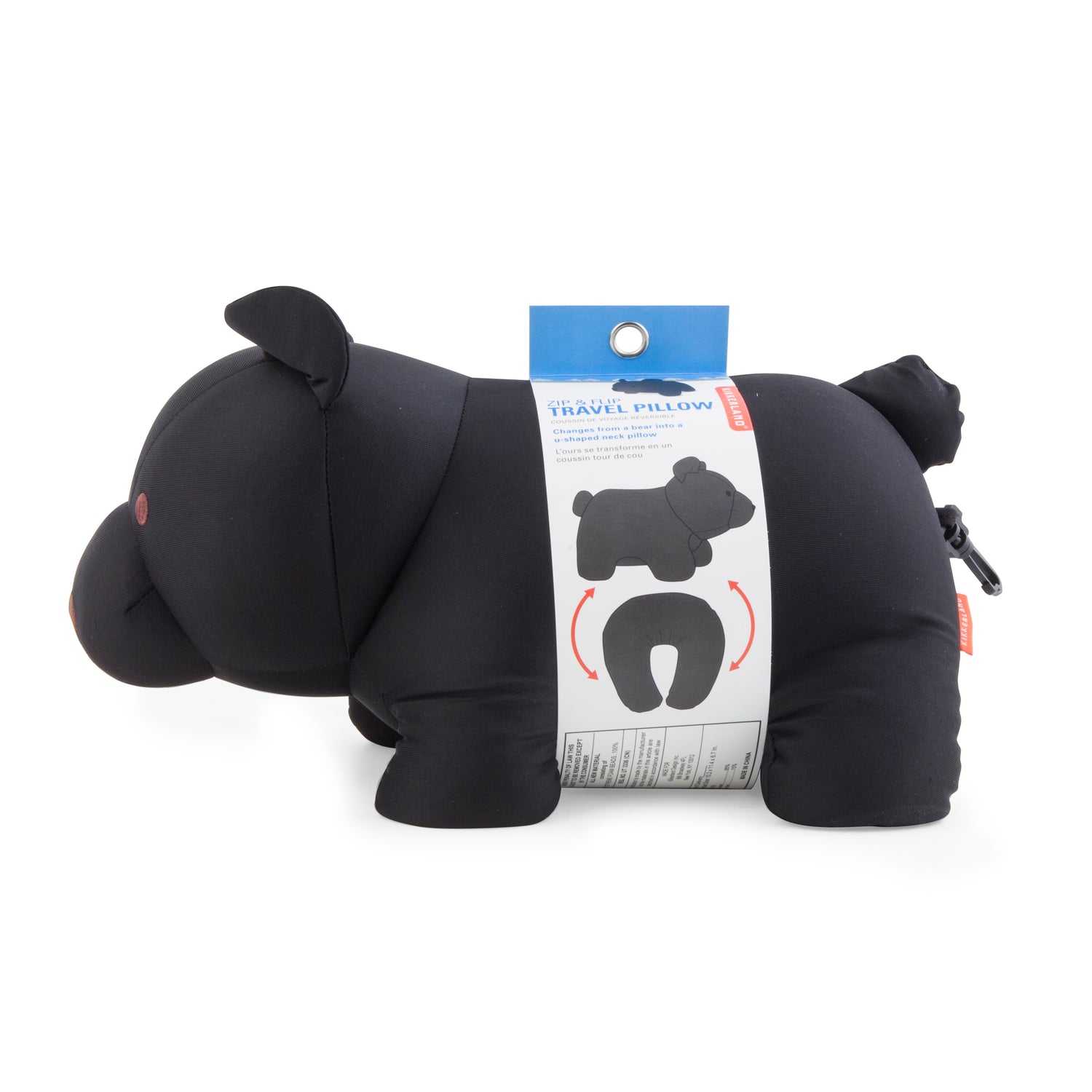 Black Bear Zip & Flip Travel Pillow
